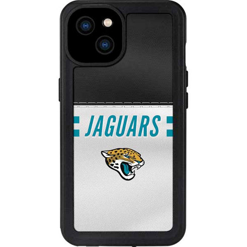 NFL Jacksonville Jaguars White Striped iPhone 15 Plus Waterproof Case